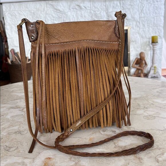 Roots The Hippie Tribe Leather Boho Tassel Braided Strap Vintage Crossbody Bag - Picture 6 of 15